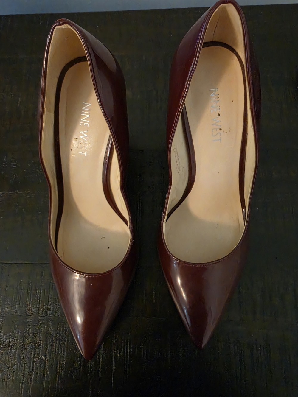 Nine West Women's Burgundy Patent Pointed-Toe Pumps